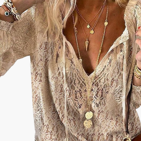 Boho Blouse for Women - Elegant Slit Neckline & Airy Style - IsabellaMae