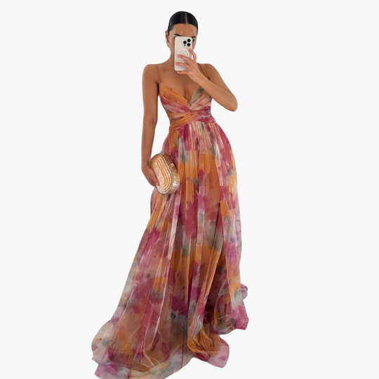 Glamorous Floral Pattern Maxi Dress for Women - Elegant Style