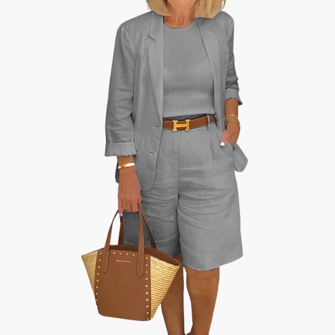 Women’s summer two-piece set with blazer and shorts