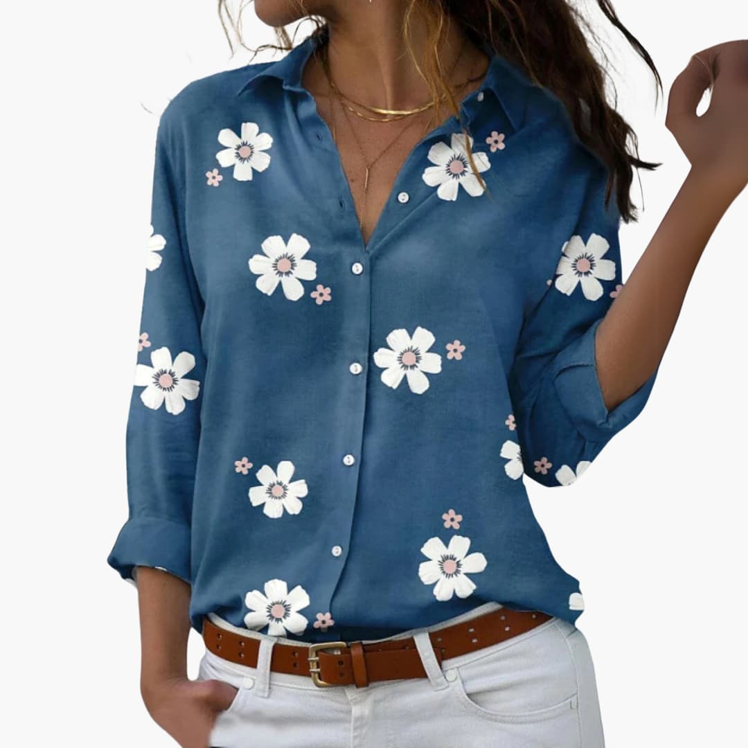 Floral Print Shirt - Women's Elegant Button-Up Blouse
