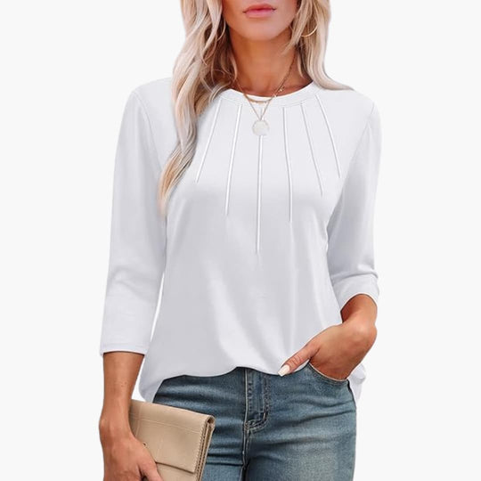 Women’s tunic top with 3/4 sleeves and crew neck