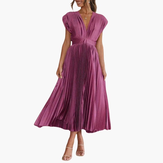 Elegant V-Neck Midi Dress - Perfect for Evening Events