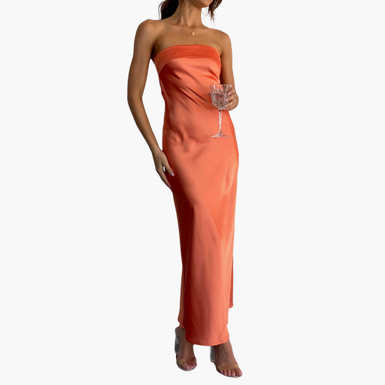Elegant Strapless Maxi Dress for Women - Wedding Guest Attire