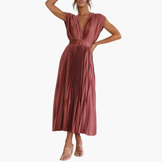 Elegant Women's Dress - Floral Puff Sleeve Midi Dress