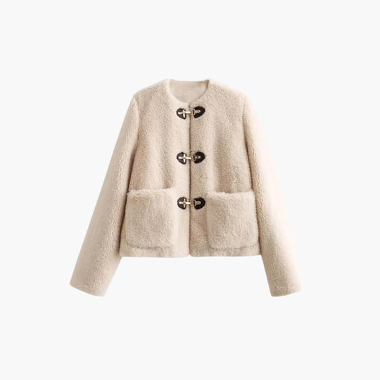 Faux Shearling Teddy Coat – Women's Toggle Winter Jacket