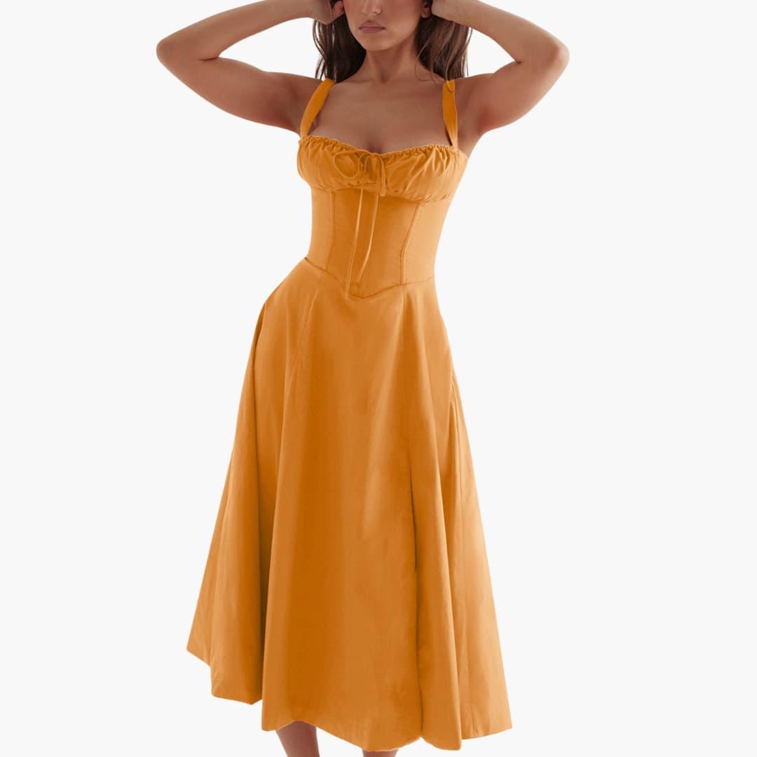 Lace-Up Corset Mini Dress - Square Neck Bodycon for Women