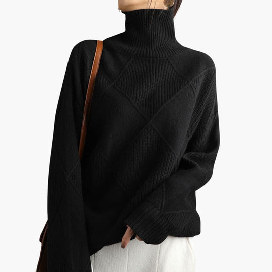 Ribbed Turtleneck Jumper for Women - Soft Knit Pullover