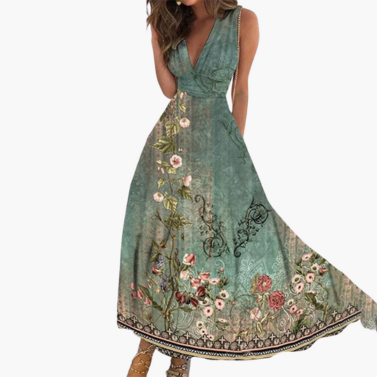 Elegant summer floral maxi dress - for women with flowing style