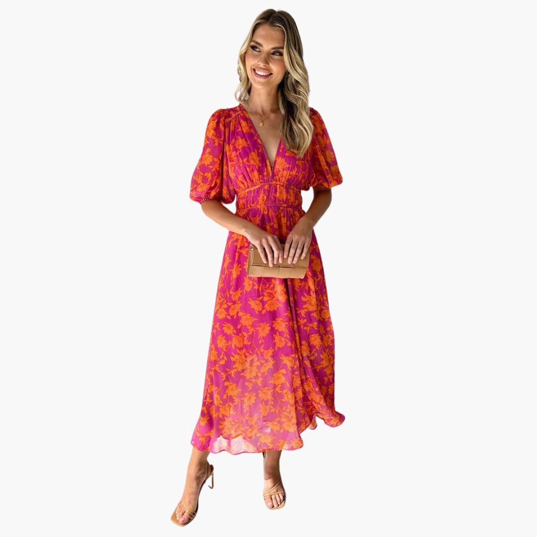 V-Neck Maxi Dress - Elegant Women’s Summer Casual Style
