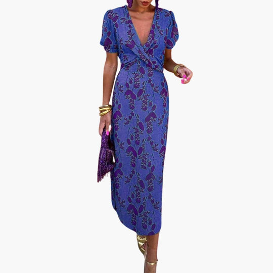 Floral Leaf Maxi Dress for Women - Elegant Summer Style