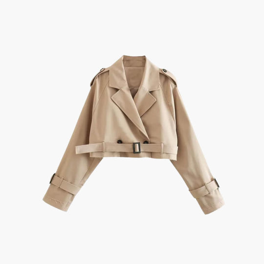 Cropped Trench Coat – Women's Double-Breasted Short Jacket