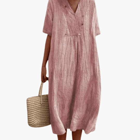 Flowy Short Sleeve Midi Dress - Lightweight for Women