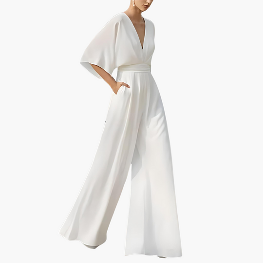 Women’s all-season jumpsuit with wide legs and batwing sleeves