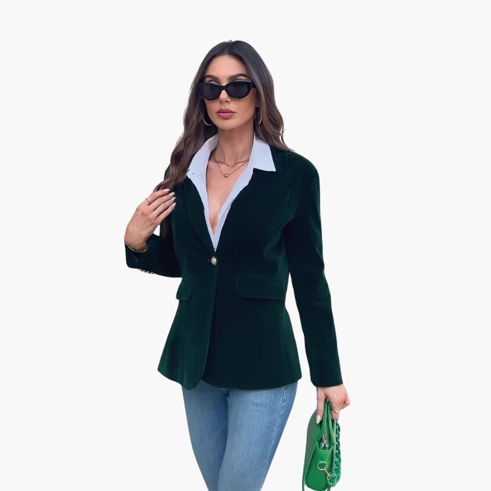 Velvet Blazer - Tailored Fit Women's Single Button Jacket