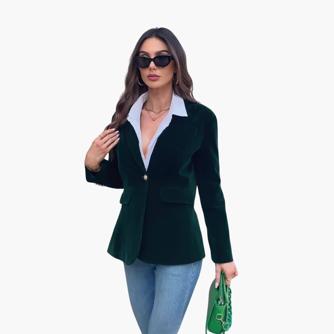 Velvet Blazer - Tailored Fit Women's Single Button Jacket