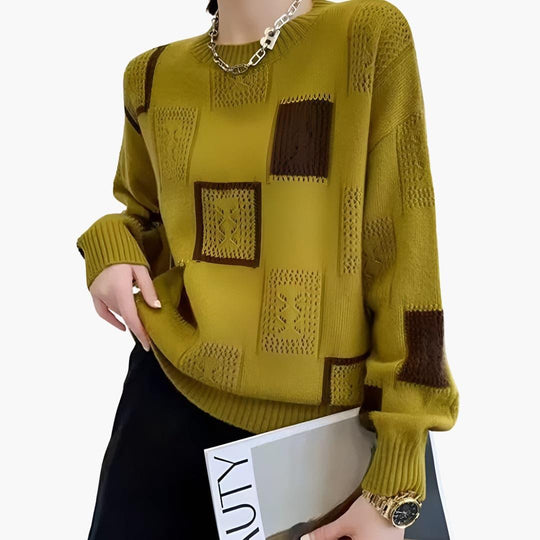 Patchwork Knit Sweater – Women's Colour Block Jumper