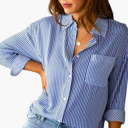 Striped Long-Sleeve Blouse for Women - Casual Summer Shirt