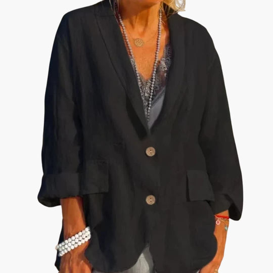 Women’s lightweight jacket with roll-up sleeves and button front