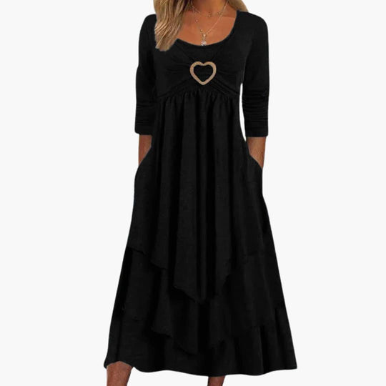 Elegant Long Sleeve Midi Dress - Formal Wear for Women