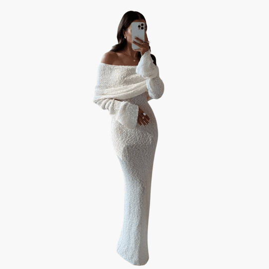 Off Shoulder White Maxi Dress - Elegant Style for Women