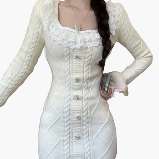 Knitted button-up dress - comfortable style for women to wear