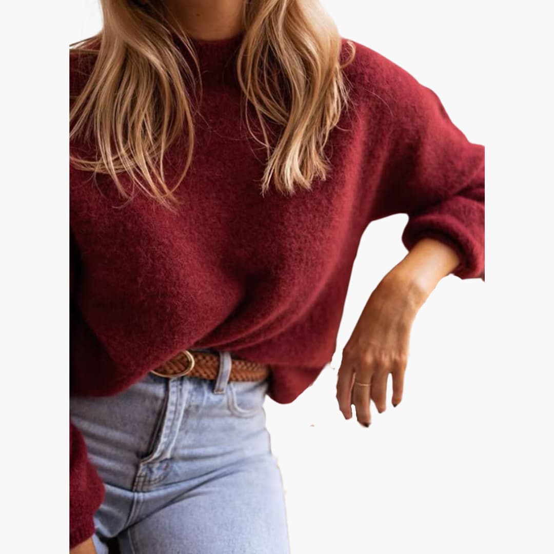 Burgundy Knit Sweater for Women - Cozy & Stylish Comfort - IsabellaMae
