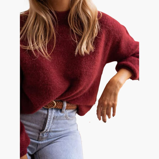 Burgundy Knit Sweater for Women - Cozy & Stylish Comfort - IsabellaMae