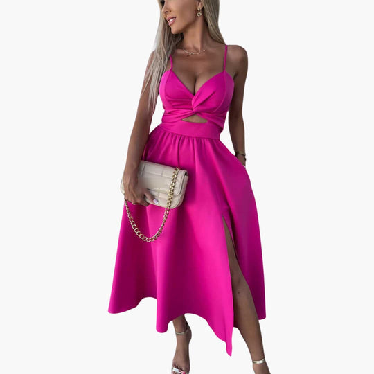 Elegant Strappy Midi Dress - Women's Summer Occasionwear