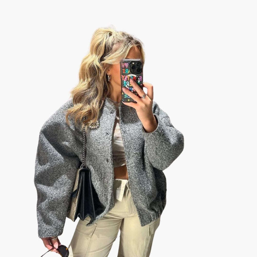 Oversized Bomber Jacket – Casual Winter Coat for Women