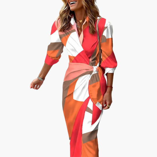 Striped Midi Shirt Dress - Women's Classic Casual Wear