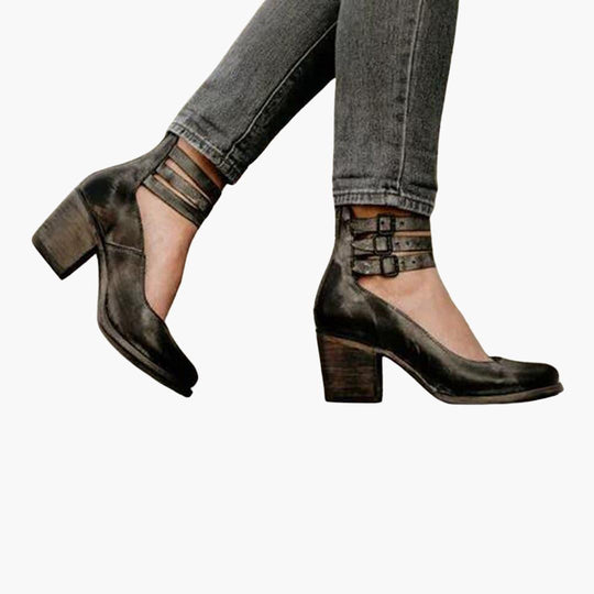 Chic Buckled Ankle Boots - Block Heel for Women’s Style