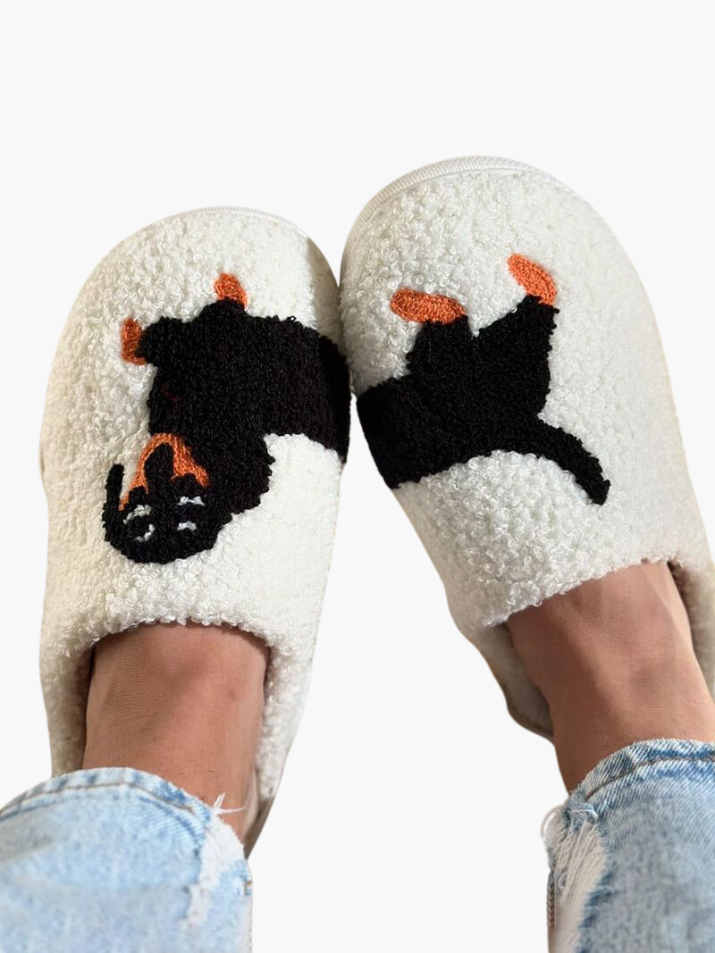 Cute Dog Slippers for Women - Plush Indoor Winter Comfort
