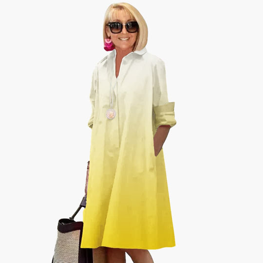 Women’s boho midi dress with long sleeves and side pockets