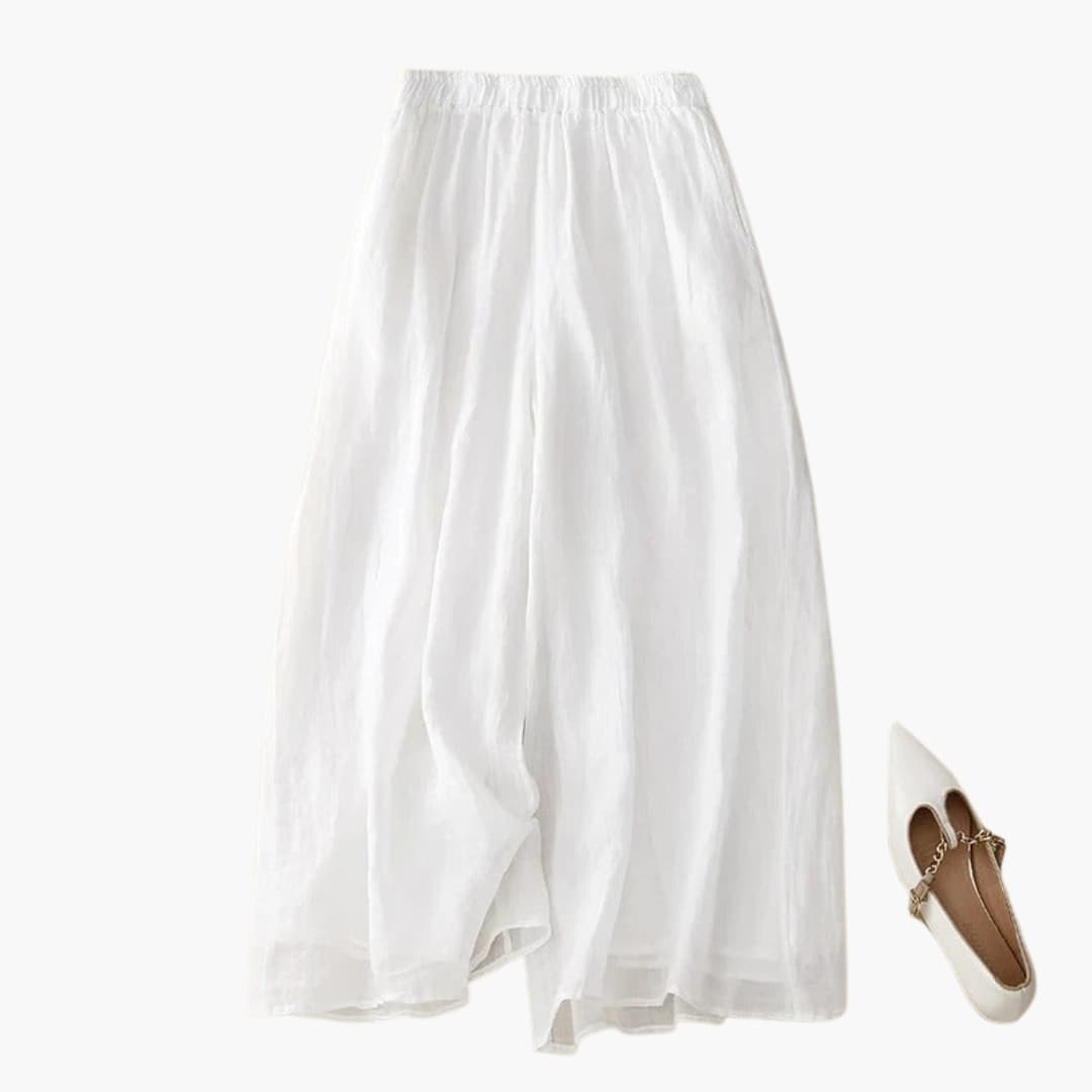 Women’s summer wide-leg trousers with elastic waistband and flowy cut