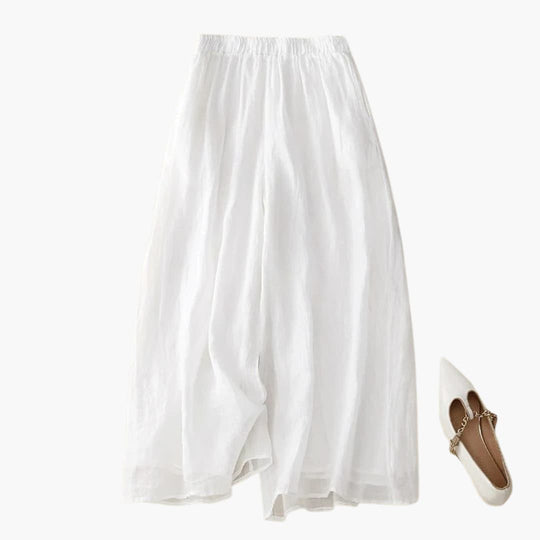 Women’s summer wide-leg trousers with elastic waistband and flowy cut