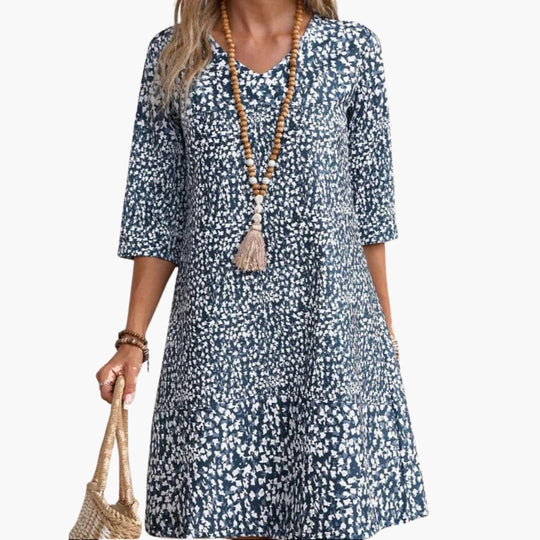 Elegant Shirred Waist Women’s - Midi Dress in Floral Print