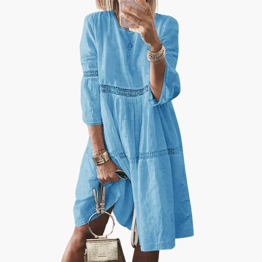 Loose Linen Knitted Dress with Pockets for Women - Casual Fit