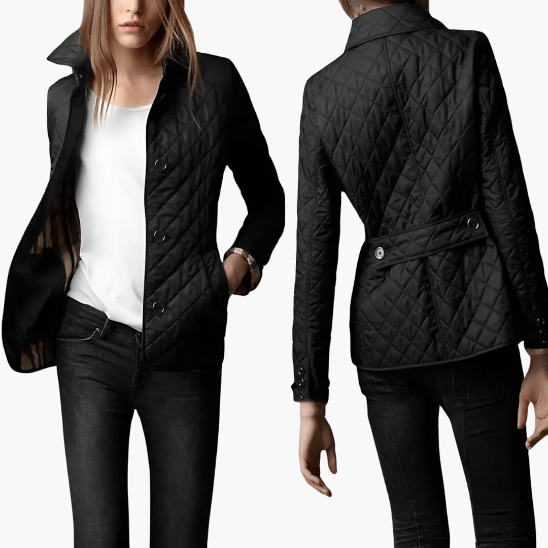 Women’s fleece-lined winter jacket with quilted texture and collar