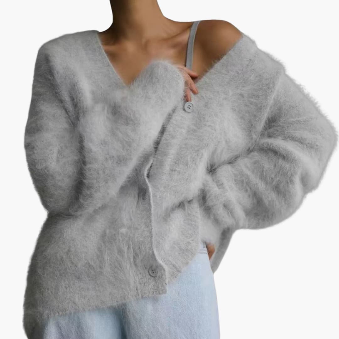 Women’s all-season sweater with long sleeves and button front