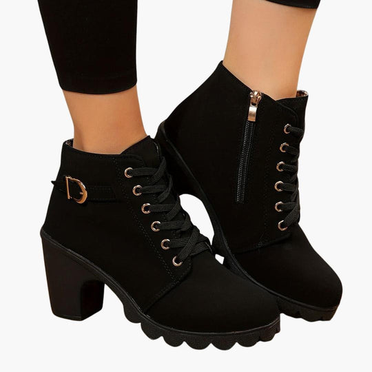 Suede Heeled Ankle Boots – Women's Stylish Winter Footwear
