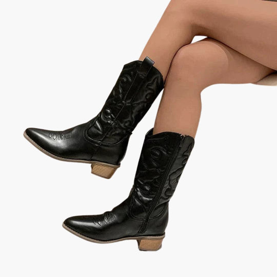 Women’s ankle boots with pointed toe and block heel design