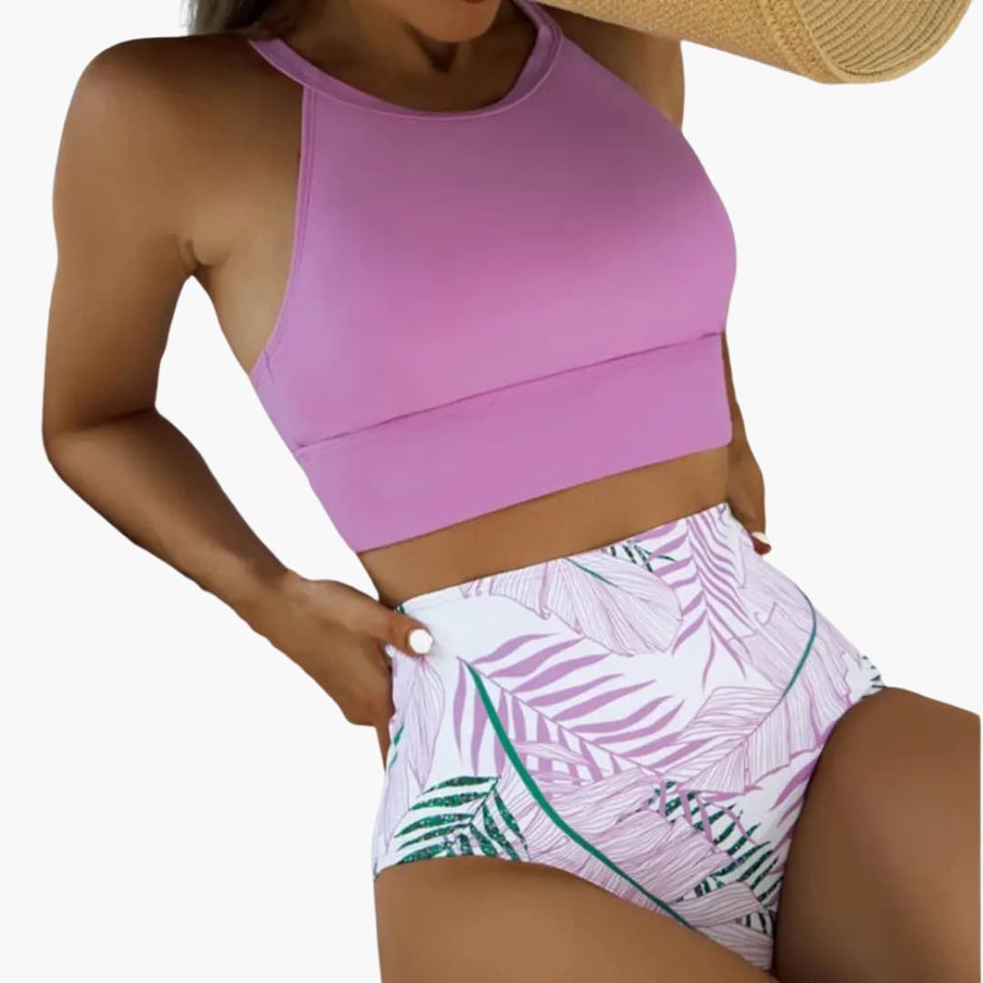 Floral High-Waisted Bikini - Women's Two-Piece Swimwear