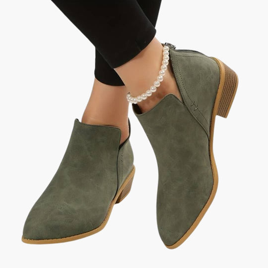 Women’s ankle boots with pointed toe and block heel