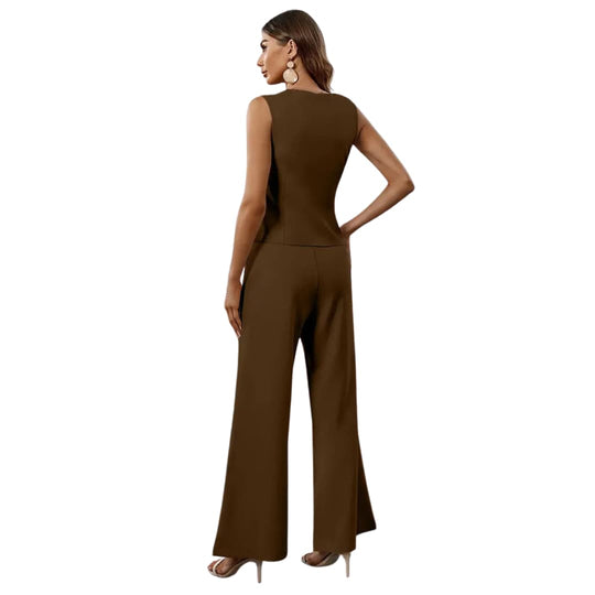 Women’s tailored set with sleeveless top and wide-leg trousers