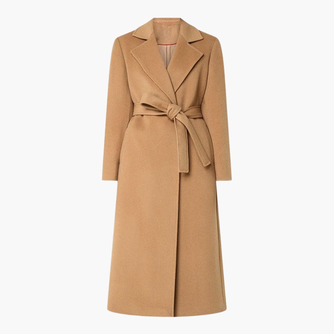 Belted Trench Coat - Women's Long Winter Overcoat Style - IsabellaMae