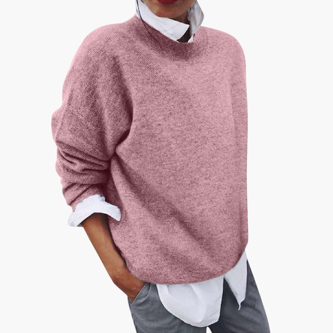 Cozy Wool Knit Pullover Sweater for Women - Casual Oversized Top