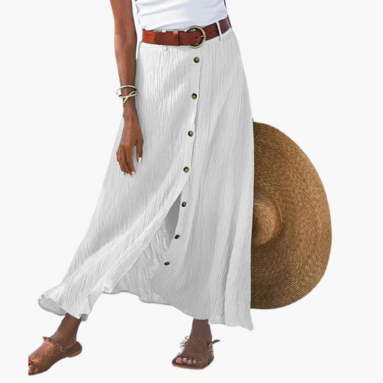 Button-Front Maxi Skirt - Women's Summer Holiday Essential