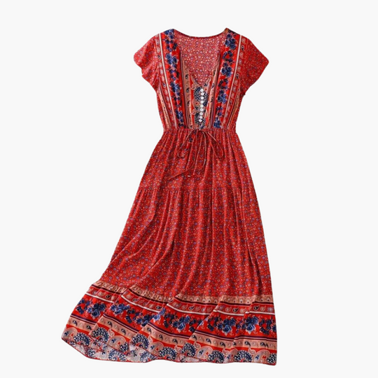 Floral Boho Maxi Dress - Women's Summer Holiday Outfit