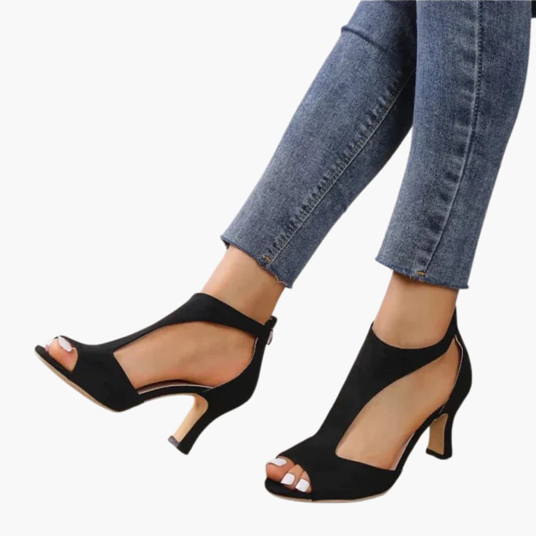 Women’s summer orthopedic heels with peep toe and back zip