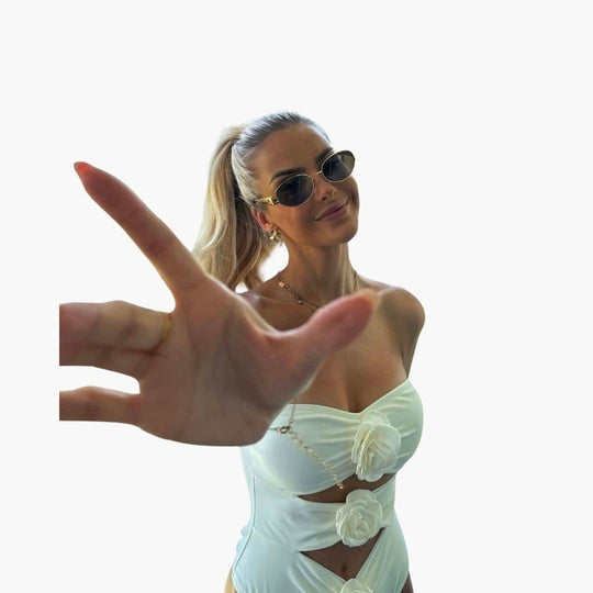 Elegant Cut-Out One-Piece Swimsuit - High-Waisted for Women